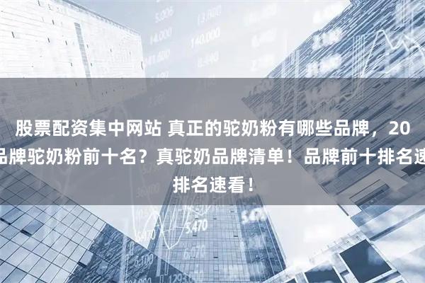 股票配资集中网站 真正的驼奶粉有哪些品牌，2025品牌驼奶粉前十名？真驼奶品牌清单！品牌前十排名速看！